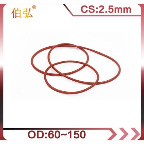Red Silicon O-Ring 1PC/lot Silicone/VMQ OD 60/75/150*2.5mm Thickness Rubber O Ring Seal Gasket Rings Washer