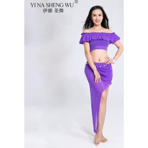 Women Oriental Practice Wear Professional Bellydance Belly Dance Costume Set Top Split Long Skirt Clothes Performance Clothing