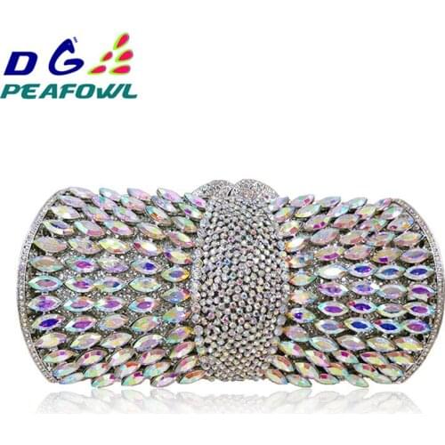 Women Socialite colorful Rhinestones Crystal Evening Clutches Bag Wedding Dress Bridal Diamond Chains Shoulder Handbags Purses