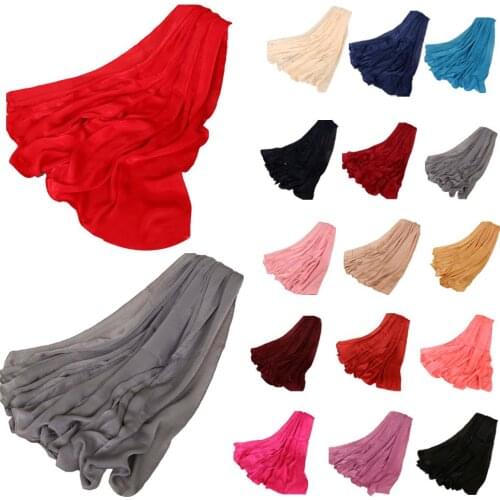 New Women Imitated Silk Hijab Muslim Hijab Plain Long Scarf Maxi Shawls Head Wrap Stole Pashmina Solid Color Turban 180*100cm