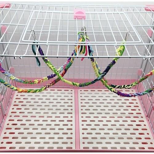 1PCS Legendog Parrot Colorful Perch Toy Bite Resistant Sturdy Hamster Handmade Weave Rope Bridge Bird Cage Swing Perch