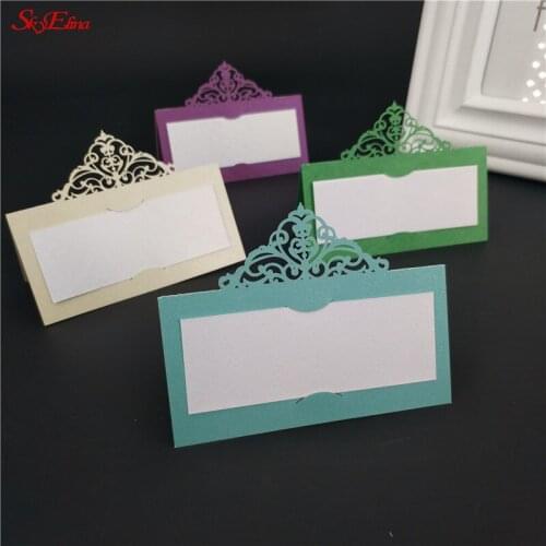 10pcs Laser Cut Wedding Name CardsPearlscent Paper Cards Place Card Wedding Party Decoration Favor 5zSH873-10