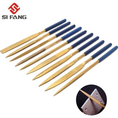 10Pcs Mini Files Titanium Diamond Coating Needle File Set For Deburing Fixing Glass Mirror Tile Ceramics