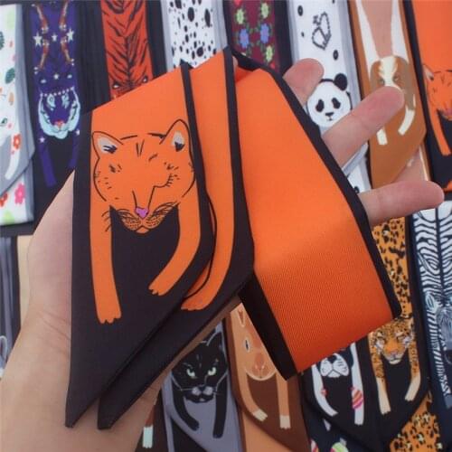 17 Colors Animal Print 2021 New Bag Skinny Silk Scarf For Women Luxury Brand Foulard Women Tie Fashion Head Scarves For Ladies