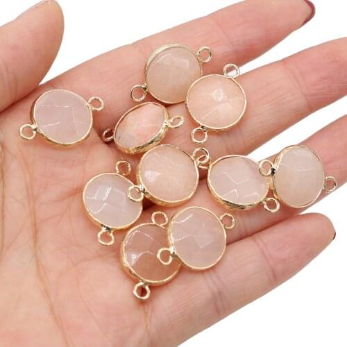 2pcs Natural Agates Pendant Connectors Yellow Jades Irregural Connectors Pendant for Making Jewelry Necklace Gift 15x24mm