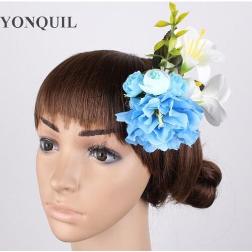 6Pcs/Lot High Quality 12CM Artificial Silk Flower Heads DIY Silk Flower Hair Clips for Wedding Fascinator Party Decor Flowers