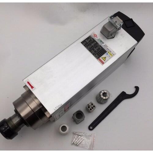 7.5KW 380V Air-cooled Square Spindle Motor ER32 18000rpm 15.5A 4 Bearings CNC Router Woodworking GDZ120x103-7.5 1 Year Warranty