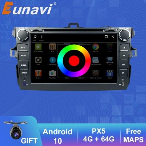 Eunavi 2 din Android 10 TDA7851 car dvd multimedia for Toyota Corolla 2007 2008 2009 2010 2011 GPS stereo radio PC touch screen