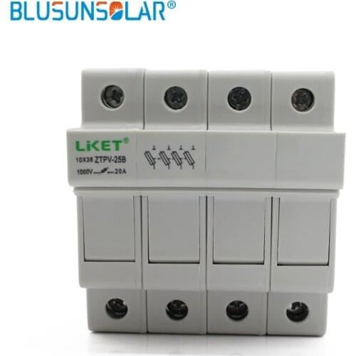 BLUSUNSOLAR 1000V DC 10x38mm Solar PV Four Fuse Holder DC Fuse Holder for Solar System Protection