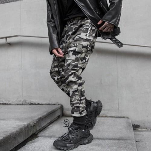 NEW Side Zipper Pockets Camouflage Casual Hip Hop Skinny Mens Cargo Sweatpants Joggers Trousers Fashion Full Length Pencil Pants