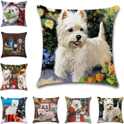 Cartoon Cat Dog Animals Print white Cushion Cover decorative Home sofa chair car seat friend bedroom Kids gift pillowcase