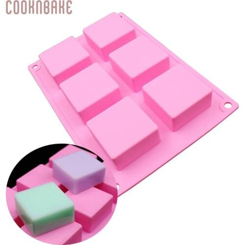 COOKNBAKE square soap mold silicone mould for pudding cake pastry 6 cavity handmade soap tool chocolate jello cake decorating