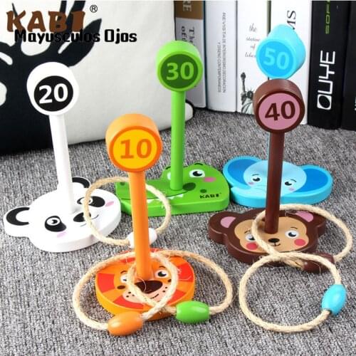 Wooden Cartoon Animal Throwing Lap Game Kindergarten Activity Childrens Lap Ring Baby Educational Toy