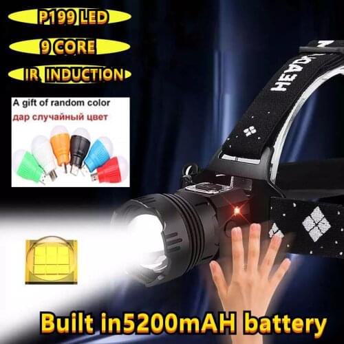 800000LM IR Sensor led Headlamp XHP100 Powerful led headlight 18650 usb Rechargeable head lamp XHP90.2 fishing head torch light