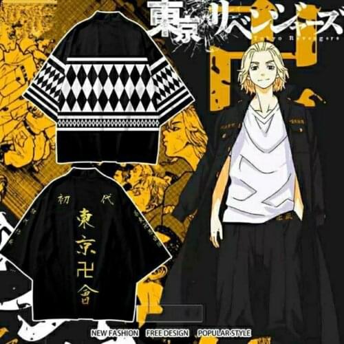 Tokyo Revengers T-shirt Anime Sano Manjirou Ken Ryuguji Haori Polyester Summer Short-sleeve Tees tops Ken Ryuguji Summer Uniform
