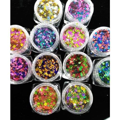 12pcs/Set Dot Shapes Starry Sky Round Glitter For Nail Art Charms 1mm/2mm/3mm Sequins Glitter Gel Nail Art Ultrathin Sequins