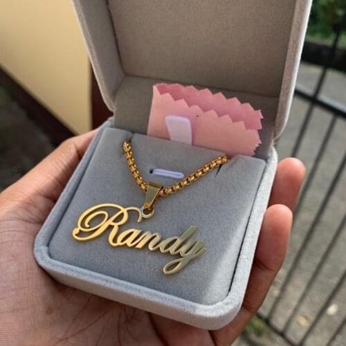 Cursive Name Necklace Handmade Personalized Stainless Steel Custom Bead Chain Nameplate Necklace Bridesmaid Gifts