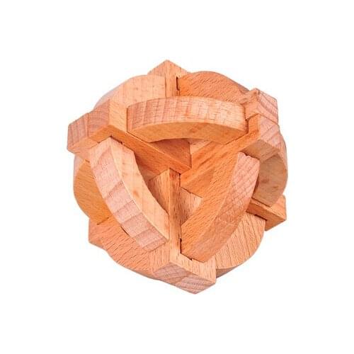 Classic Beech Wood Brain Teaser Burr Puzzles Game for Adults Kids
