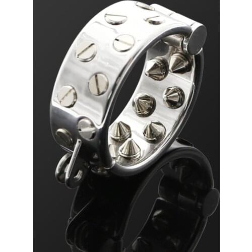 KALIS TEETH Cock Ring with 2 Rows Spikes Tail Scrotum Pendant Male Chastity Device Kalis teeth For Men Torture devices C050A