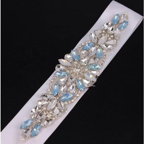 Colorful Rhinestones Wedding Dress Belt With Beaded Pearl for WomenCrystal Bridal Sash Diamond Bridal Belt For Evening Dress