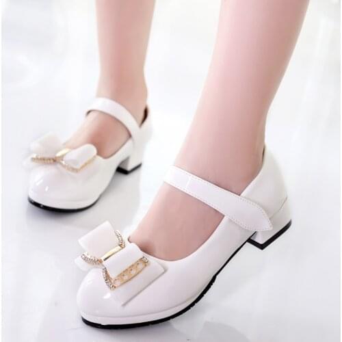 2019Summer New Girls Leather Shoes Fashion Bowtie Sandals Children Shoes High Heels Princess Sweet Sandals For Girls Dress Shoes