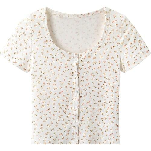 Sweet Women Soft Cotton Square Collar T-shirt 2021 Summer Fashion Ladies College Style Cute T-shirt Female Printed Slim T-shirt