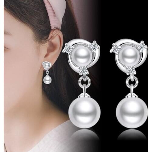 Fashion Short Pearl Pendant Earrings Gold Plated Exquisite Zircon Anti Allergy Womens Earrings Daily Matching Jewelry