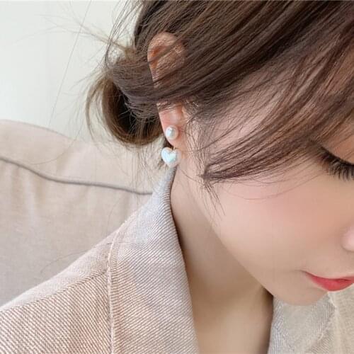 Fashion Romantic Heart Pearl Stud Earrings For Women New Style Trendy Earrings Female Wedding Birthday Gift Jewelry 2021