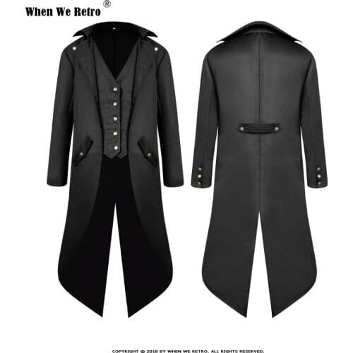 Men Medieval Victorian Costume Tuxedo Gentlema Tailcoat Gothic Steampunk Trench VD1983 Vintage Frock Outfit Coat for Men