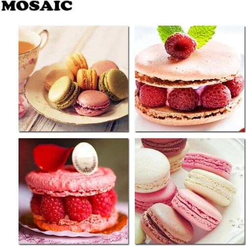 4pcs set Embroidery,5D diy Diamond Painting Cake Food Painting Kitchen and Restauran decor,3D,Full Square Round Diamond Mosaic