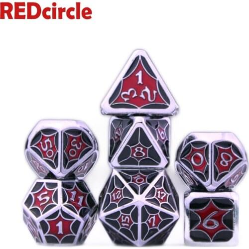 Shiny and smooth surfaces Metal Dice Set 15 Colors +1pc Bag 7pcs/set D4 D6 D8 D10 D12 D20 for Rol DND RPGs Boardgame As Gift