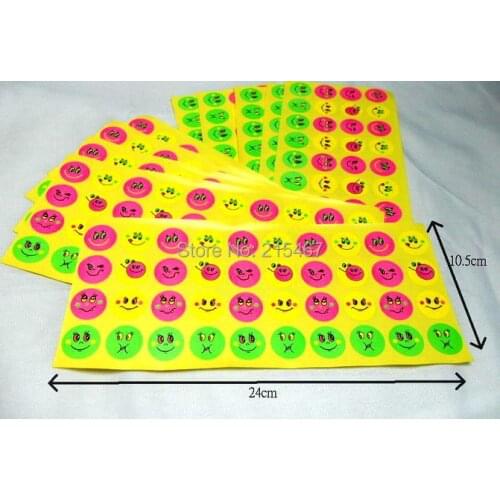 400 Smile Sticker 10 Sheet (Neon Colour) School Teachers Reward Kid Fun Gift Birthday Party Favors Home Craft Pinata Bag Filler