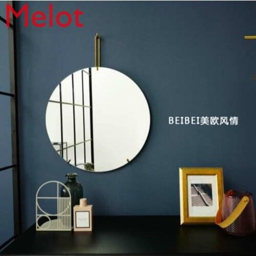 Nordic ins wind bathroom mirror light luxury round bathroom mirror wall hanging creative living room bathroom B & B mirror