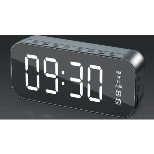 New Bluetooth Speaker Alarm Clock Mirror Mobile Phone Subwoofer Music Player Table Clock Speaker Alarm Clock