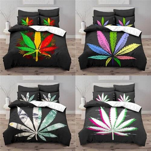 Luxury 3D Plant Bedding Set Maple leaf Printed Quilt Cover Soft Duvet Cover Pillowcase Home Decor Queen and King EU/US/AU Size
