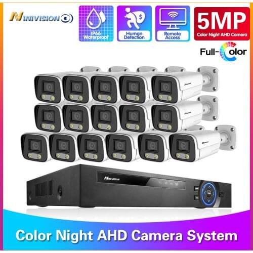 NINIVISION 5MP AHD DVR 16CH Security Camera System 5MP HD Camera Waterproof Full Color Night CCTV Video Surveillance Camera Kit