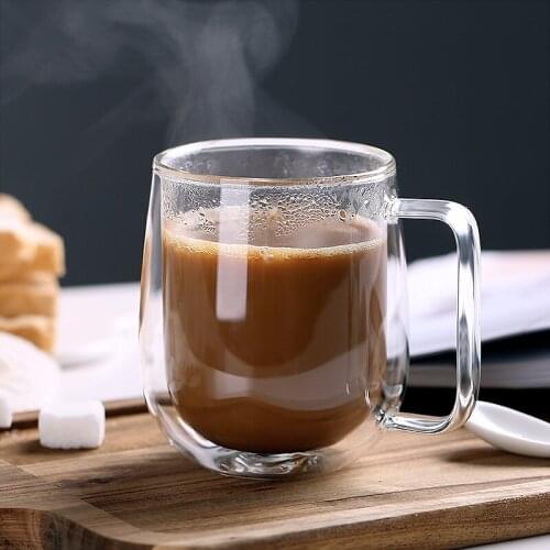 1pcs Double Wall Glass Cup Beer Coffee Heart Cups Heat Resistant Healthy Drink Mug Tea Mugs Transparent Drinkware Dropshipping