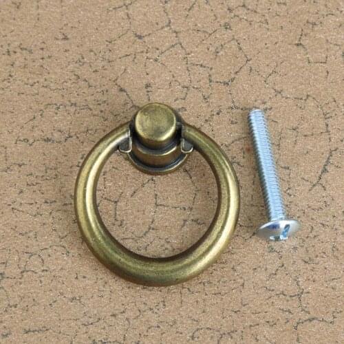 Vintage distress style furniture drop rings samll knobs bronze drawer shoe cahinet dresser knobs pulls handles antique brass