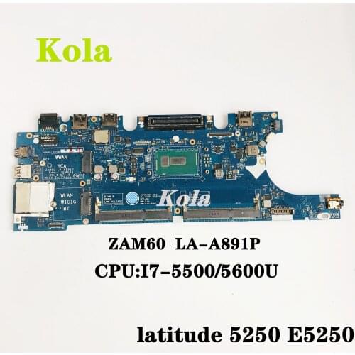 High quality For DELL Latitude E5250 5250 Laptop motherboard CN-01NVYD 01NVYD LA-A891P With I7-5500/5600U CPU 100% fully tested