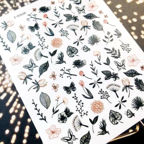 ZD-3628 SERIES colorful flower CA-490-496-498 3d nail art stickers decal template diy nail tool decorations