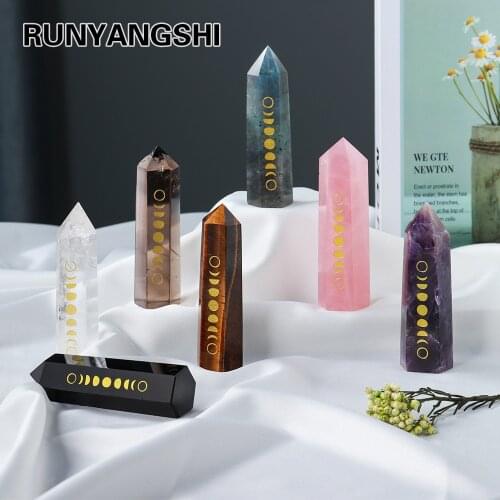 1PC Natural Crystal Point Wand Column Amethyst Quartz Reiki Healing Stone Energy Ore Mineral Obelisk Home Decoration Ornaments