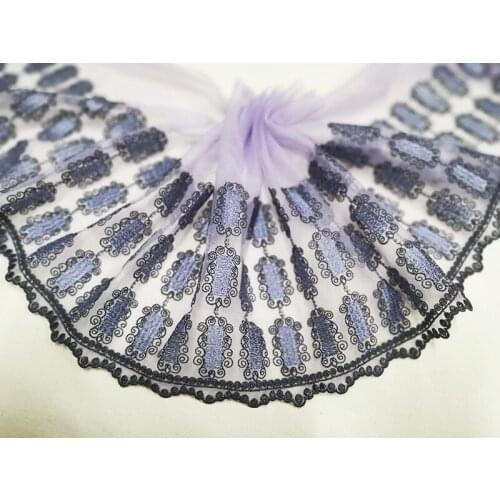 2Meters Embroidered Lace Trim Purple Mesh Tulle Clothes Accessories Flower Fabric Trimmings Sewing for Bra Underwear