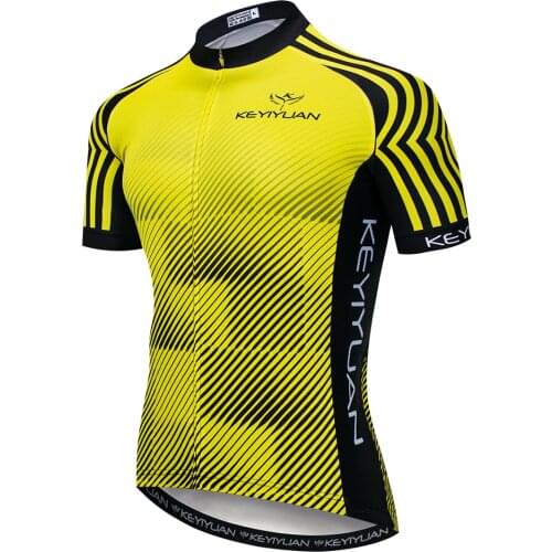 2021 KEYIYUAN Cyling Jersey Summer Black Yellow Short Mens Mountain Bike Equipment Quick Dry Maillots De Cyclisme