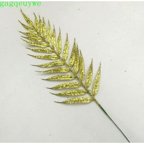 30pcs 2019 Gold powder bamboo leaves gold glitter christmas leaf Artificial leaves Christmas decorations,39x14cm