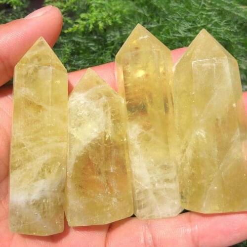 70-100mm Natural yellow quartz crystal rod point healing