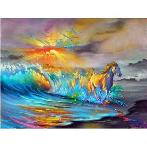 Diamond Embroidery 5D Scenery Diamond Mosaic Cross Stitch Crystal Square Drill Unfinishe Decor Diy Diamond Painting Animal Horse