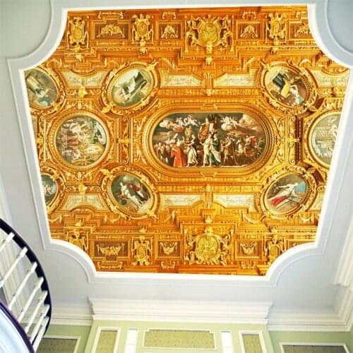 Beibehang large European oil pool religion ceiling lamp ceiling mural wallpaper 3D wallpaper papel de parede para quarto