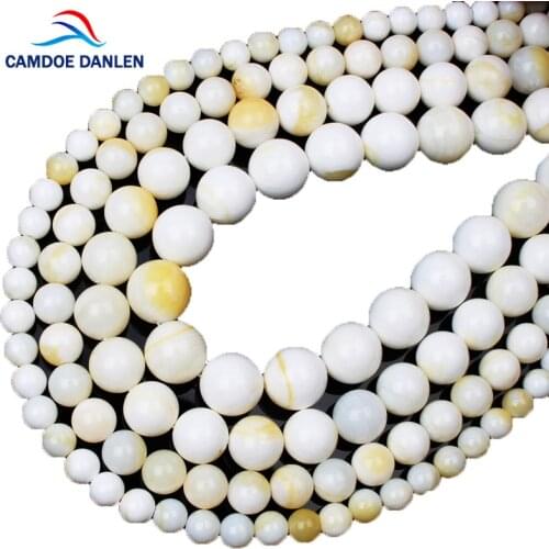 New Shell Beads 6 8 10 12MM Round Natural White Gold Wire Tridacna Stone Beads For DIY Fashion Charms Necklace Bracelet Making