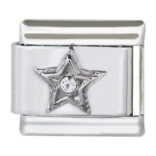 Composable Links Classic 9mm Fancy Girls White Crystal Star Italian Charm Bracelet Fit Zoppini Nomiation Brand