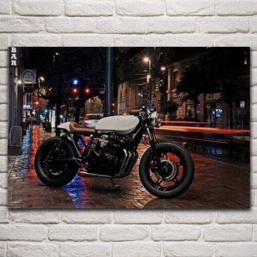 City street bike sport motorcycle cafe racer living room decoration home wall art decor wood frame fabric posters KM876